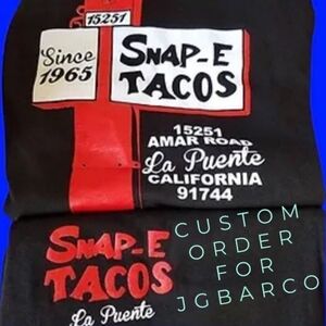 Custom Order For @jgbarco - Snap-E Tacos Black and Red T-Shirt